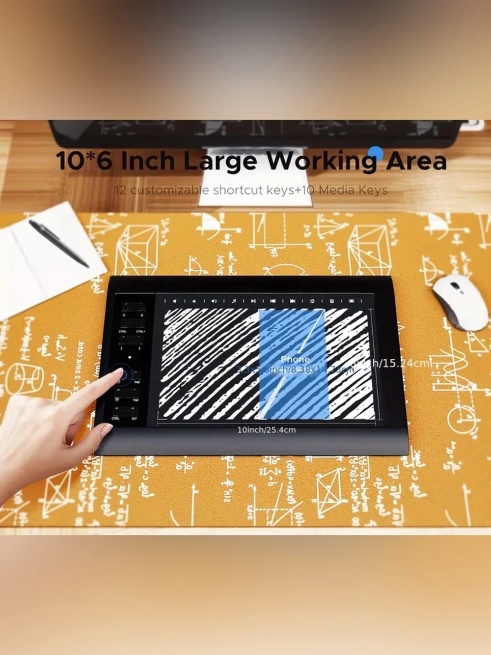 Graphics Drawing Tablet with Stylus - Black (Model 1060)